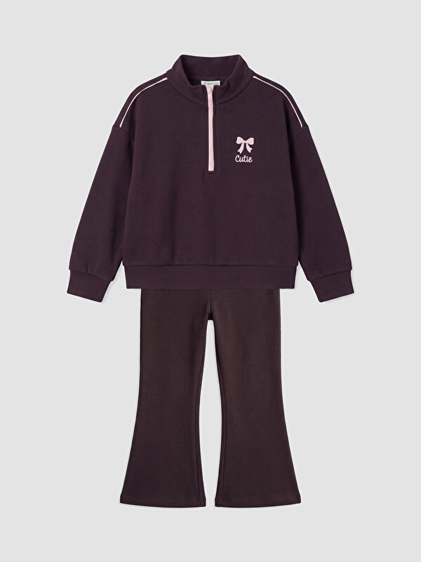 LCW Kids Girl Bordeaux Tracksuit Set