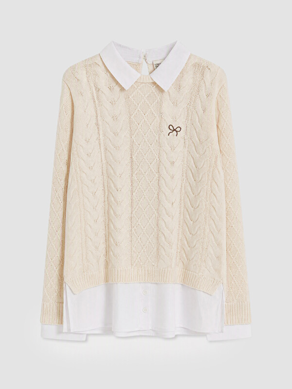 LCW Kids Collared Neck Girls' Knitwear Sweater