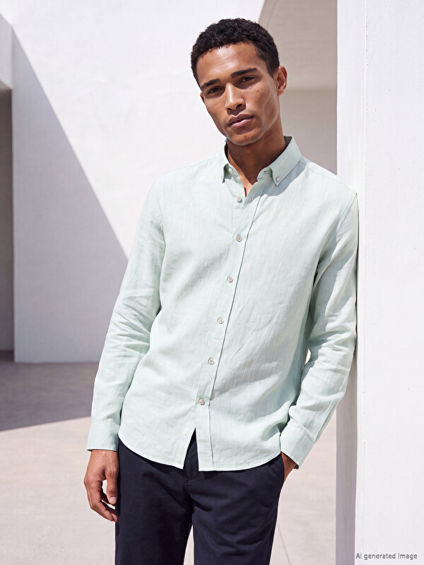LCW Vision Regular Fit Textured Long Sleeve Men's Shirt