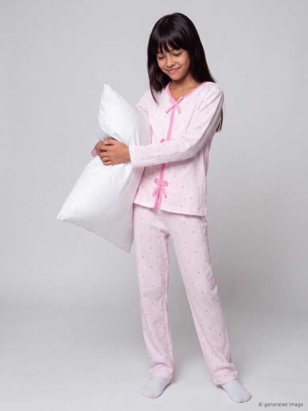 LCW Kids Bow Detailed Girls' Pyjamas Set