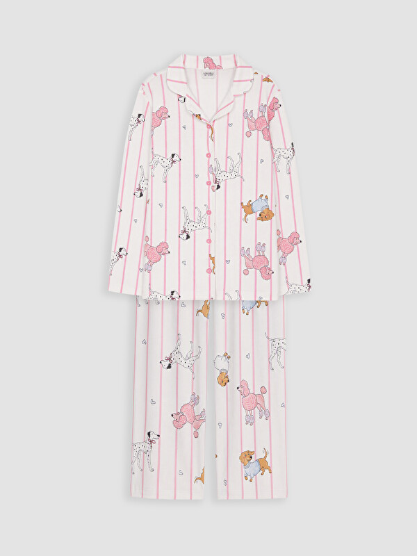 LCW Kids Collared Neck Girls' Pyjamas Set