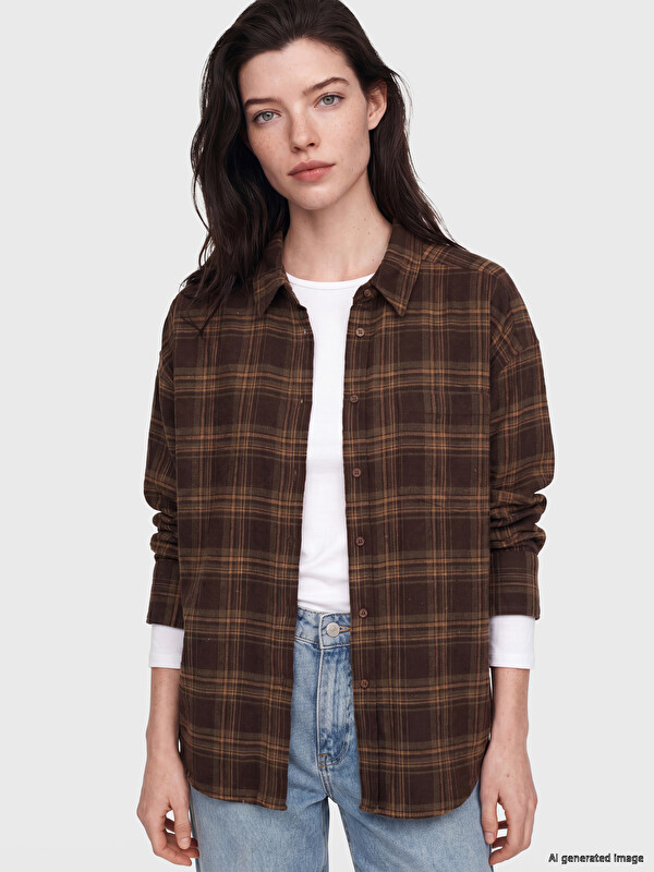 LCWAIKIKI Maternity Plaid Flannel Women's Shirt