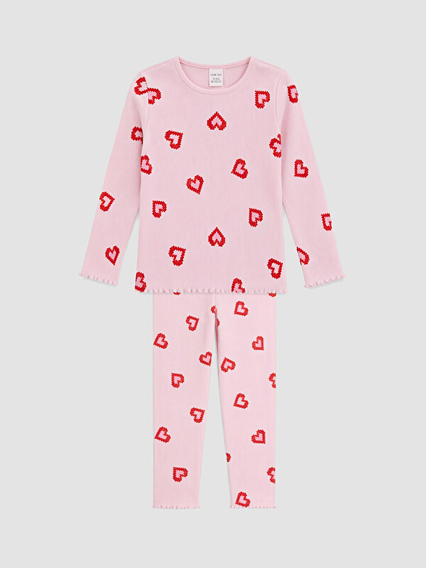 LCW Kids Bisiklet Yaka Baskılı Kız Çocuk Pijama Takım
