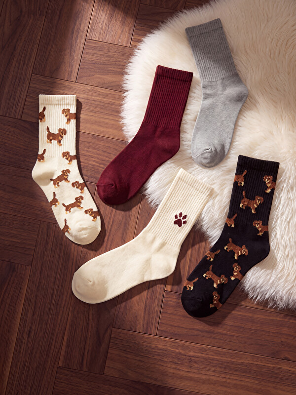 LCW DREAM Patterned Women's Ankle Socks 5-pack
