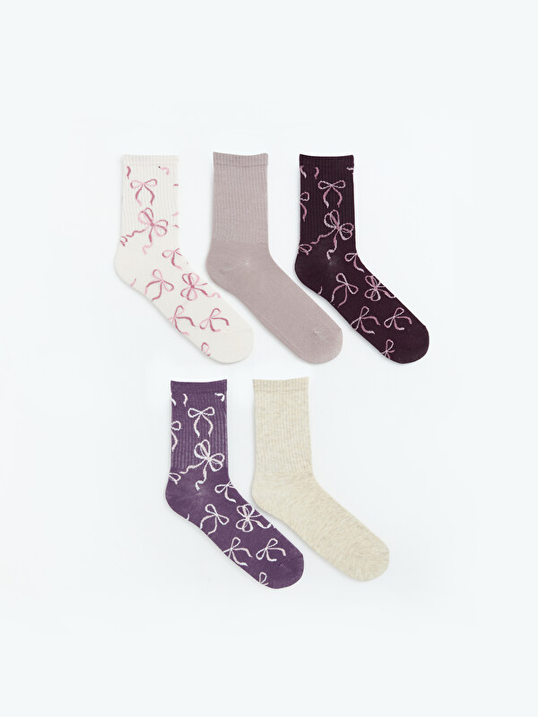 LCW DREAM Bow Patterned Women's Ankle Socks 5 Pack