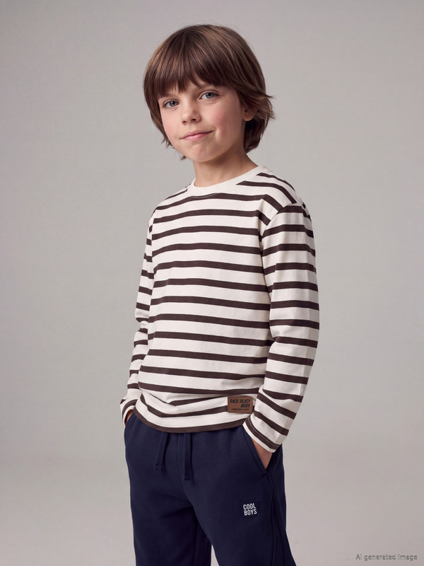 LCW Kids Çizgili Erkek Çocuk Tişört