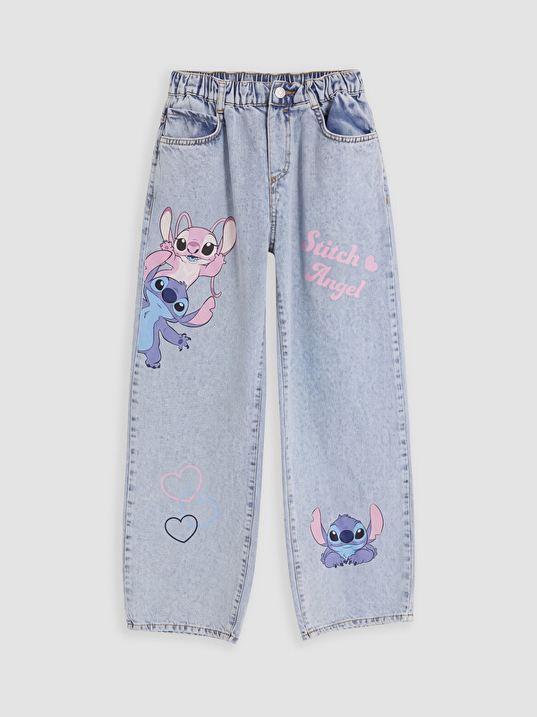 LCW Kids Baggy Fit Stitch Printed Girls' Jean