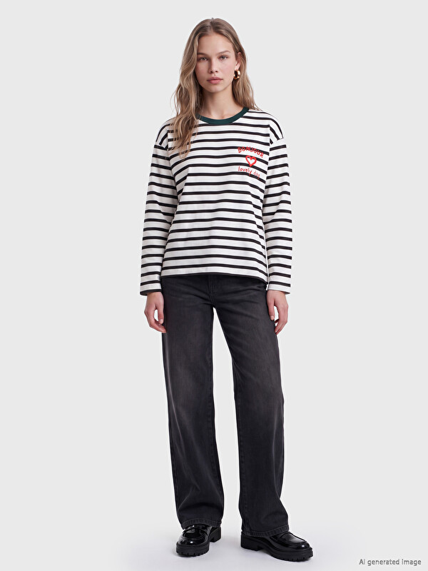 LCW Jeans жоғары белді кең балақ әйелдер джинсы шалбары