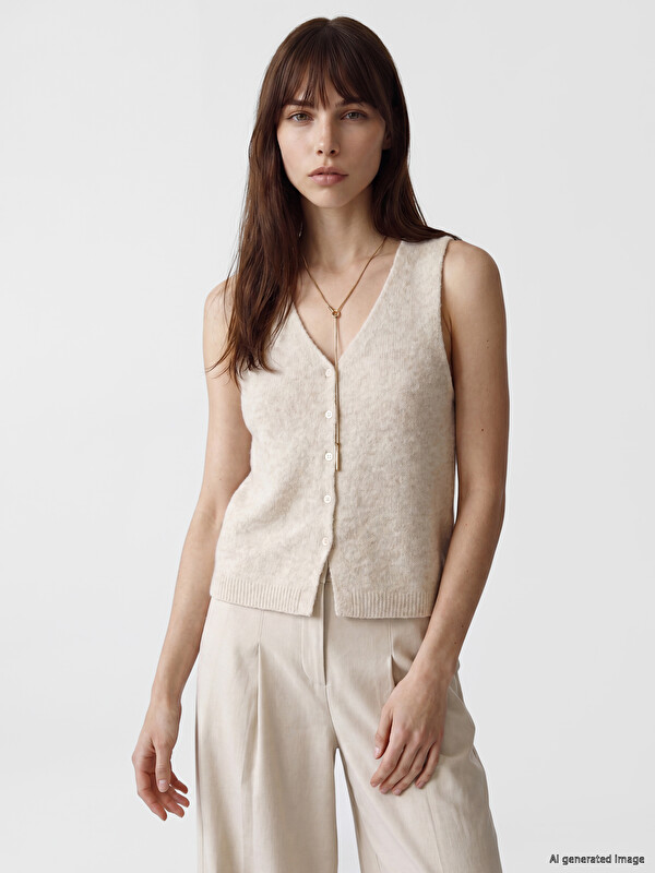 LCW Vision V Neck Women's Knitwear Gilet