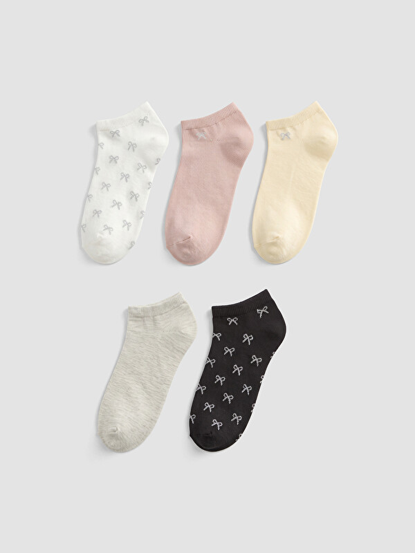 LCW DREAM Bow Patterned Women's Trainer Socks 5-pack