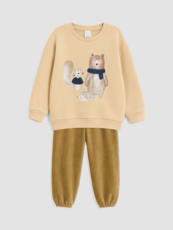 LCW baby Erkek Bebek Baskılı Sweatshirt ve Eşofman Altı