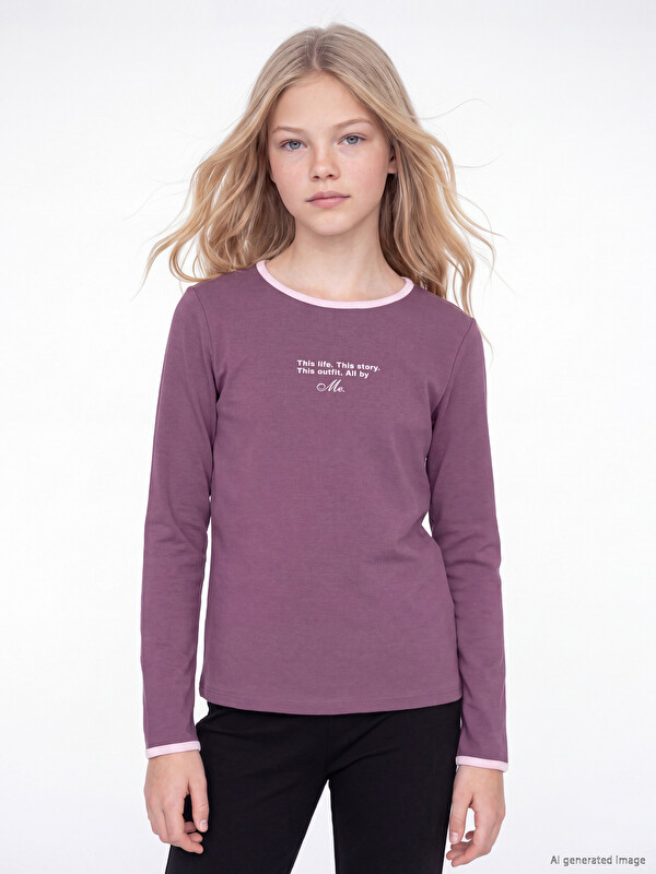 LCW Kids Tricou Fete Guler Rotund Imprimat Text