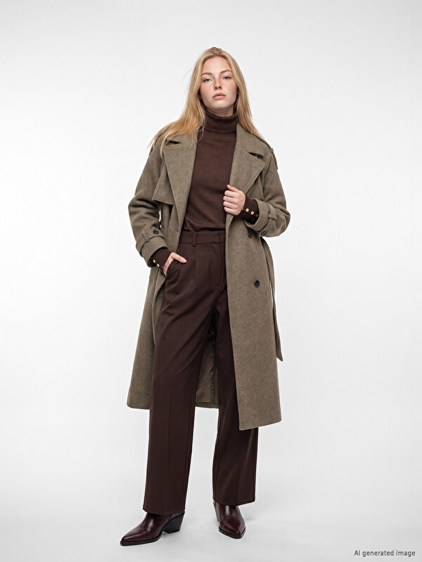 XSIDE Double Breasted Collar Women's Cachet Overcoat