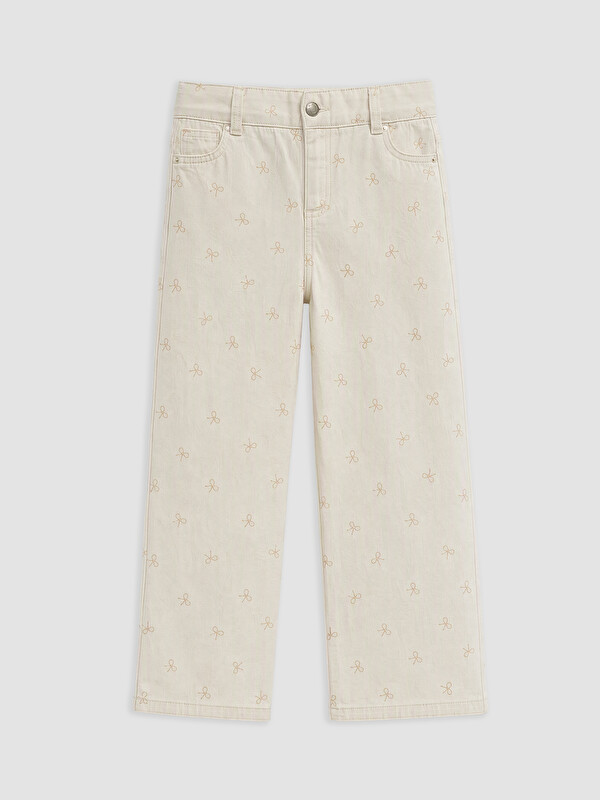 LCW Kids Bow Patterned Girls' Gabardine Trousers
