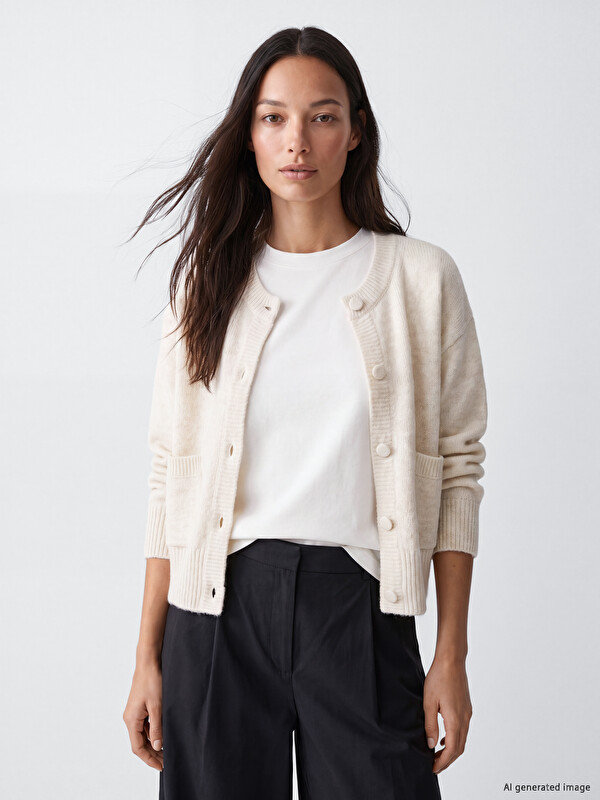 LCWAIKIKI Classic Strickjacke mit Rundhalsausschnitt für Damen