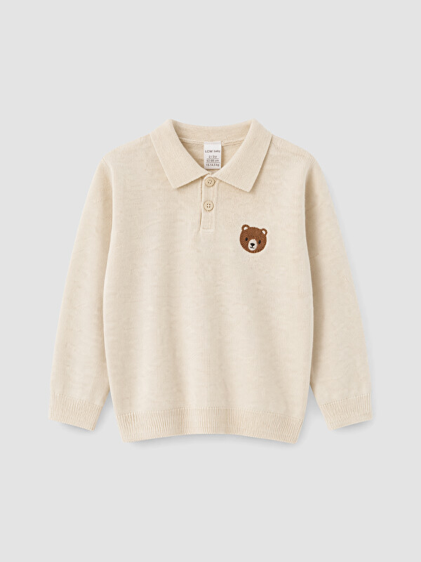 LCW baby Nakışlı Polo Yaka Erkek Bebek Triko Kazak