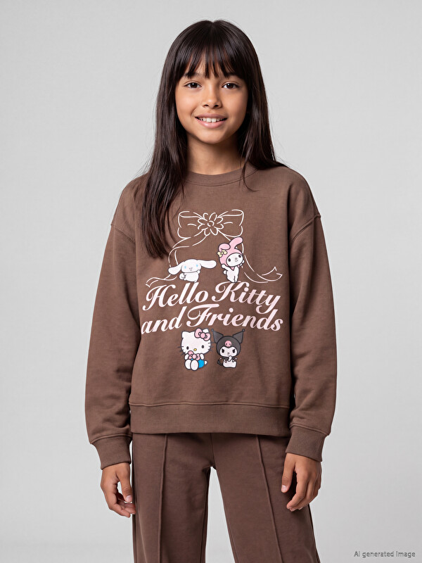 LCW Kids Hello Kitty Printed Girls' Sweatshirt
