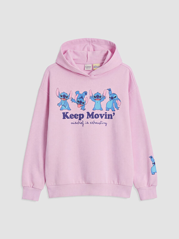 LCW Kids Дебел печатен дуксер за девојчиња Stitch