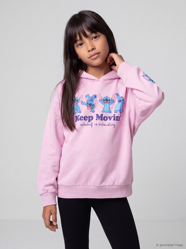 LCW Kids Stitch Printed Girls' Thick Sweatshirt