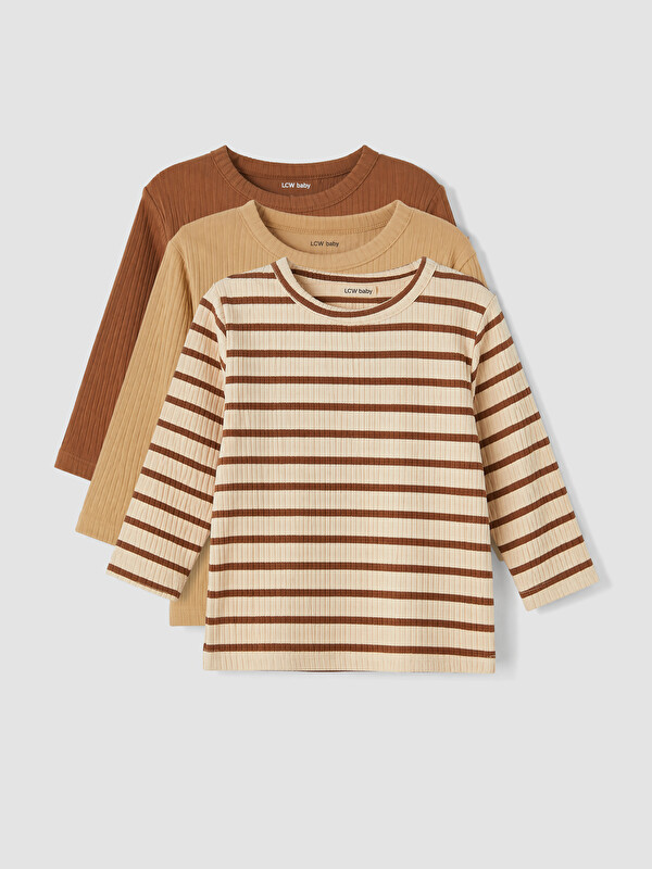 LCW baby Crew Neck Long Sleeve 3-Pack Baby Boys' T-Shirt