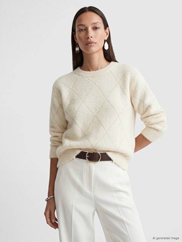 LCW EVERYDAY Crew Neck Argyle Women's Knitwear Sweater