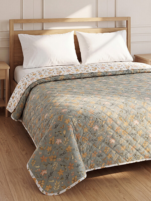 LCW HOME Yaprak Desenli Çift Kişilik Yatak Örtüsü