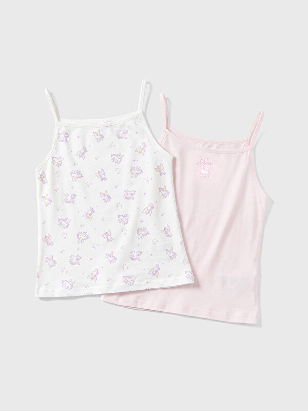 LCW Kids Printed Strappy Girls' Vest 2 Pack