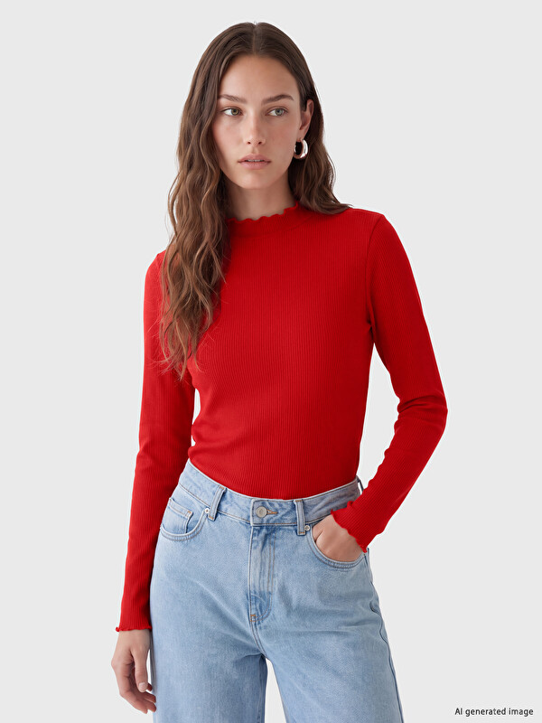 LCW Modest Mock Neck Women's Ribbed Body
