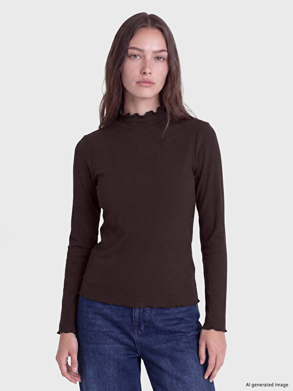LCW Modest Mock Neck Women's Ribbed Body