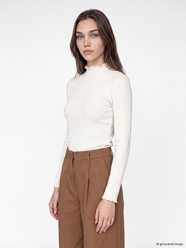 LCW Modest Mock Neck Women's Ribbed Body