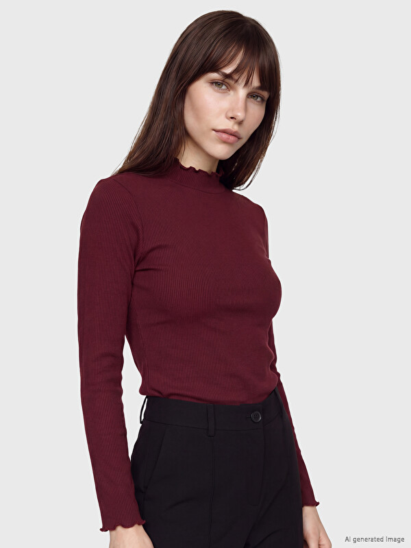 LCW Modest Mock Neck Women's Ribbed Body