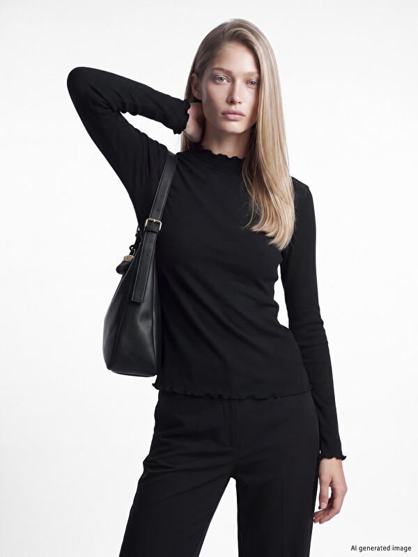 LCW Modest Mock Neck Women's Ribbed Body