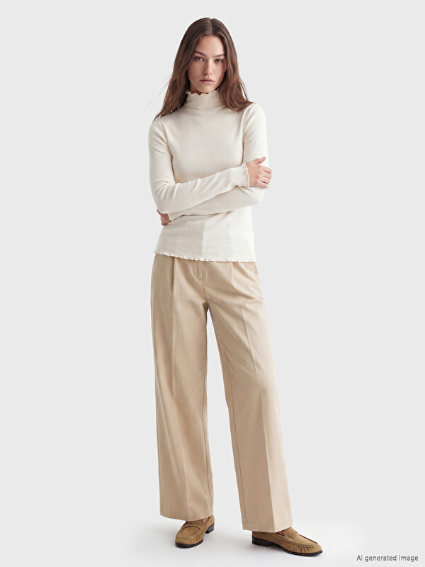 LCW Modest Mock Neck Women's Ribbed Body
