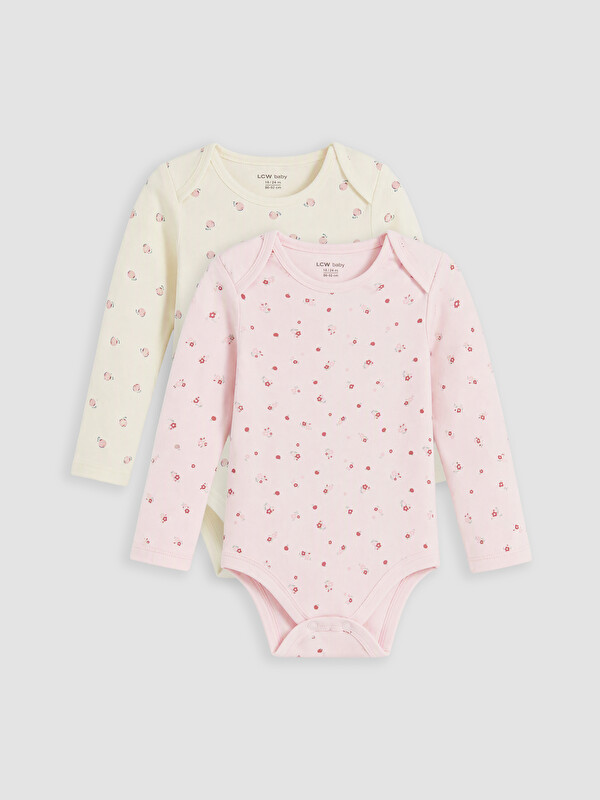 LCW baby Baskılı Kız Bebek Çıtçıtlı Body 2'li