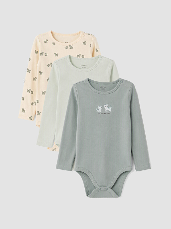 LCW baby Set 3 Body-uri Imprimate cu Capse pentru Băieței