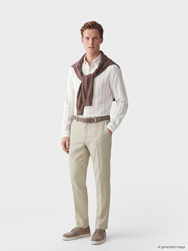 SOUTHBLUE Muške pantalone standardnog kroja sa izgledom lana