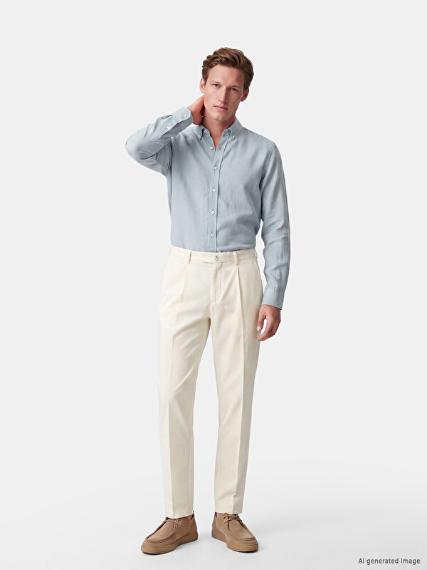SOUTHBLUE Regular Fit Gabardine Men's Pleated Trousers