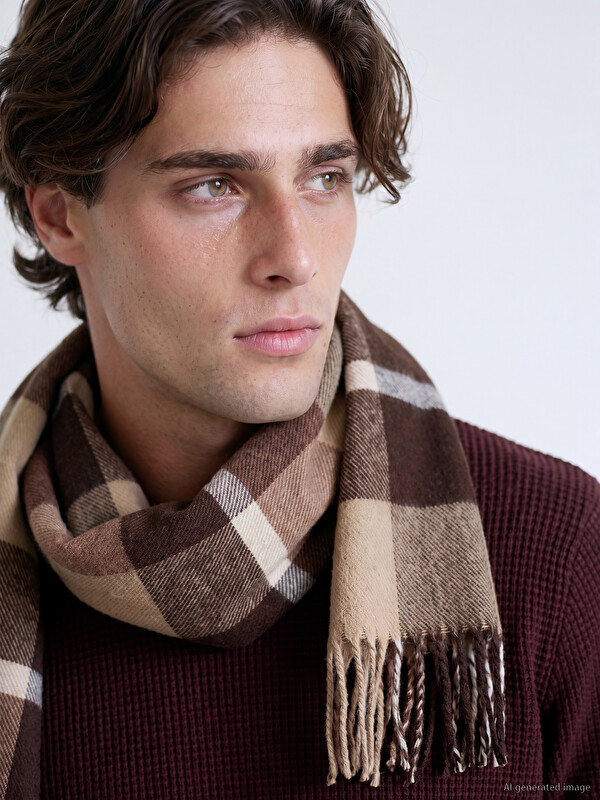 LCW ACCESSORIES Plaid Patterned Men's Scarf