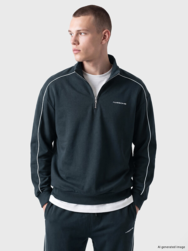 XSIDE Mock Neck Printed Men's Sweatshirt