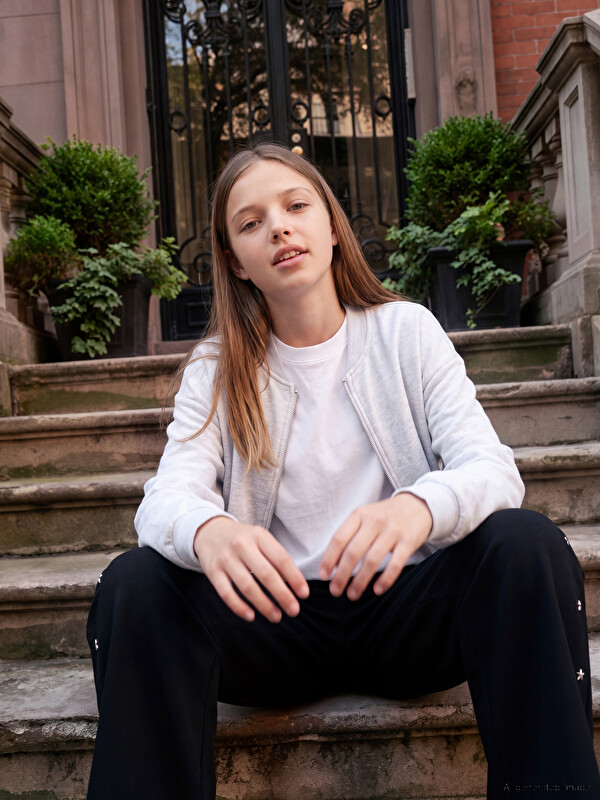 LCW Kids Dik Yaka Kız Çocuk Fermuarlı Sweatshirt