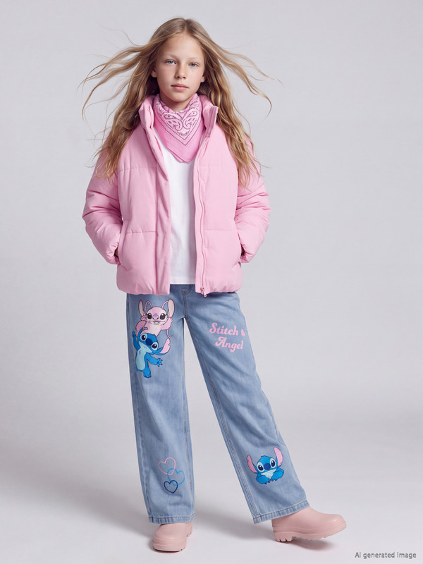 LCW Kids Loose Fit Lilo & Stitch Printed Girls' Jeans