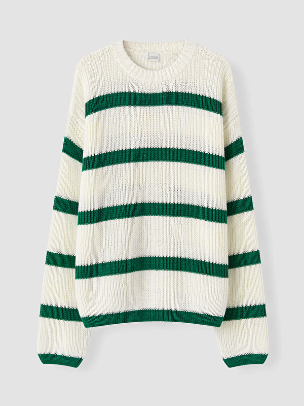 LCW Kids Crew Neck Striped Girls' Knitwear Sweater