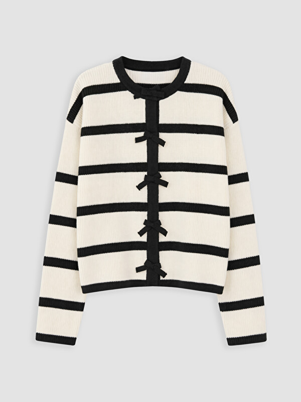 LCW Kids Bow Detailed Crew Neck Girls' Cardigan