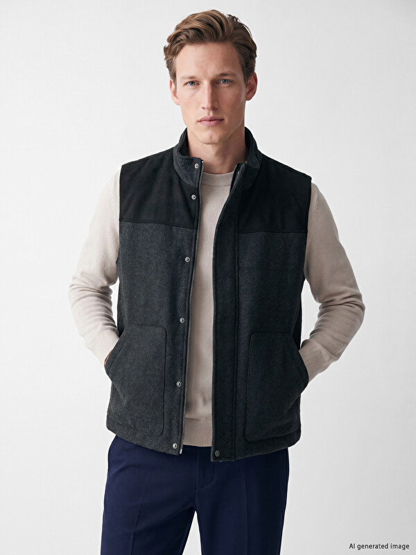 SOUTHBLUE Vestă matlasată Cachet Regular Fit cu guler înalt pentru bărbați