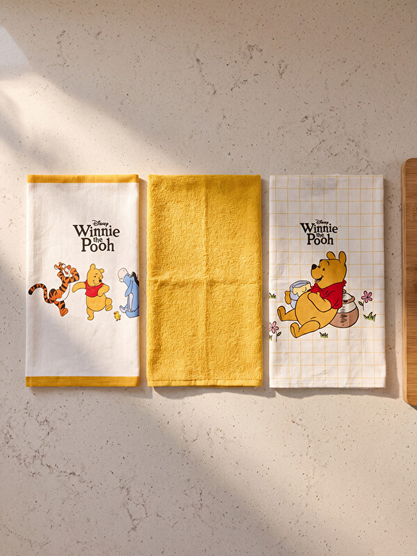 LCW HOME Winnie the Pooh štampani pamučni peškir za čajnik pakovanje od 3 komada 40x50 cm