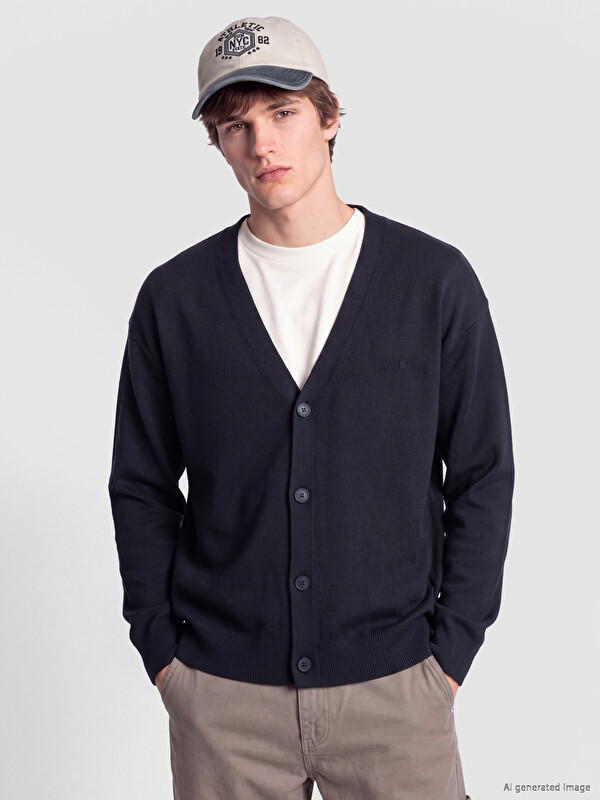 XSIDE Cardigan Bărbați Standard Fit cu Decolteu în V