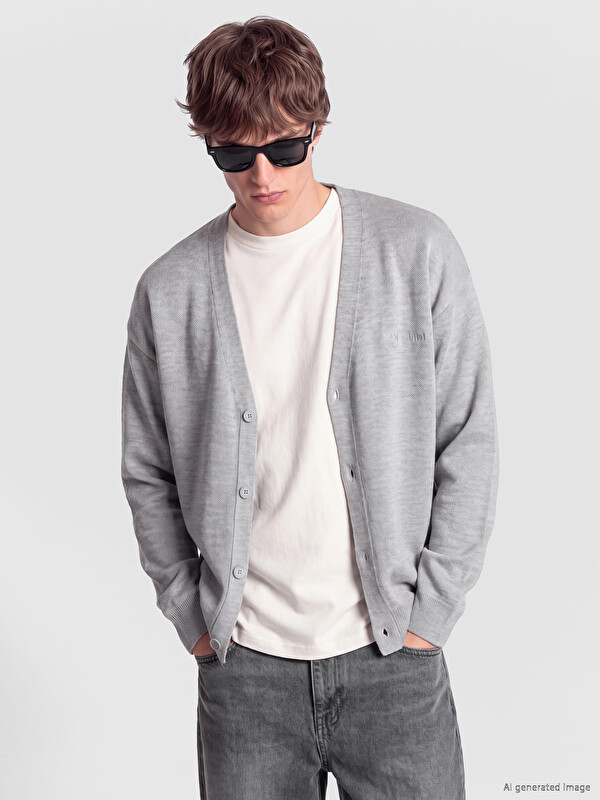 XSIDE Cardigan Bărbați Standard Fit cu Decolteu în V