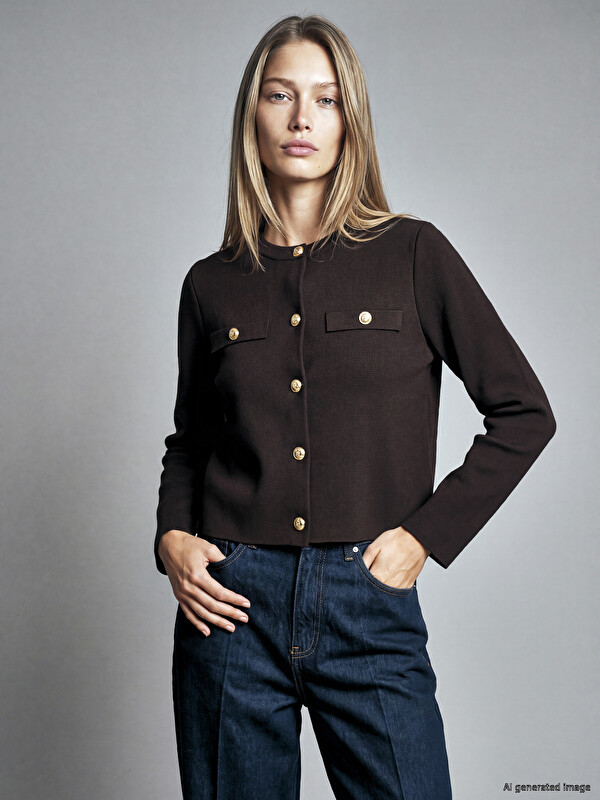 LCWAIKIKI Classic Crew Neck Women's Knitwear Cardigan