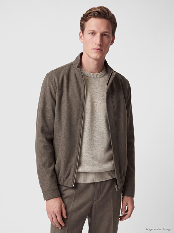 SOUTHBLUE Standard Fit Zippered Mock Neck Men's Jacket