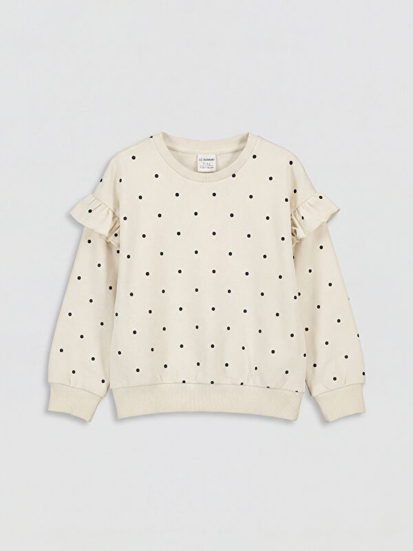 LCW Kids Fırfırlı Puantiyeli Kız Çocuk Sweatshirt